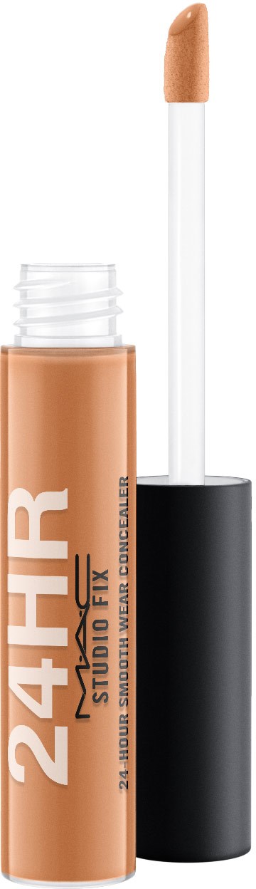 En beige läppglans eller flytande läppstift med svart lock, en vit applikator och texten "24HR Studio Fix" på.