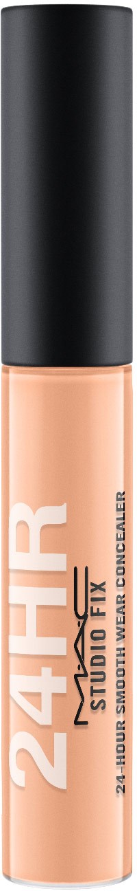 Det är en läppglansrör märkt '24HR Studio Fix' med svart lock och beige gloss.
