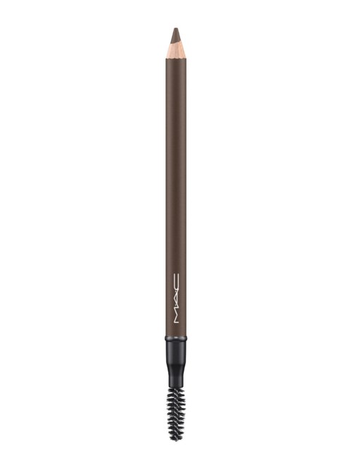 A brown eyebrow pencil with a spoolie brush at the end.