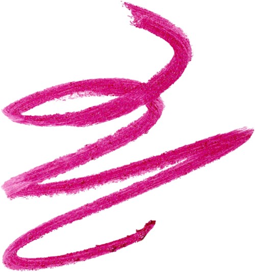 A pink, abstract, curly line art brush stroke on white background.