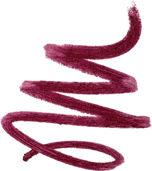 A pinkish red, wavy brush stroke forms a spiral shape on a white background.