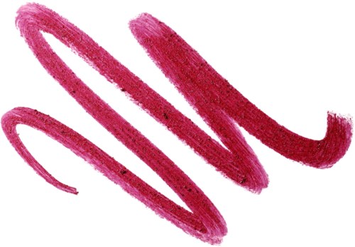 Pink lipstick mark with a curved, smudged shape on a white background.