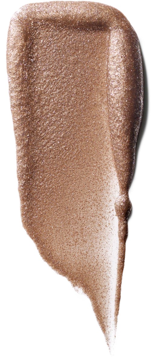A swatch of shimmery beige-brown makeup or cream with a tapered tip.