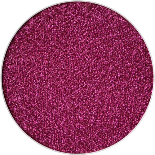 Ein runder Kosmetikartikel mit glitterähnlicher, pinker Oberfläche.
