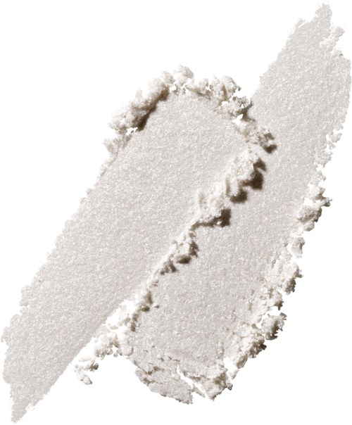Zwei Pinselstriche aus weißem Make-up oder Puder auf weißem Hintergrund.