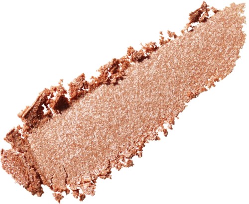 Zerstoßener brauner Lidschatten oder Makeuppulver mit ungleichmäßigen Rändern und glatter, schimmernder Oberfläche.