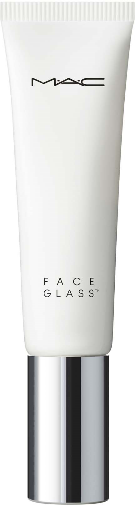 Hvitt rør med MAC Face Gloss, svart tekst, sølvhette.