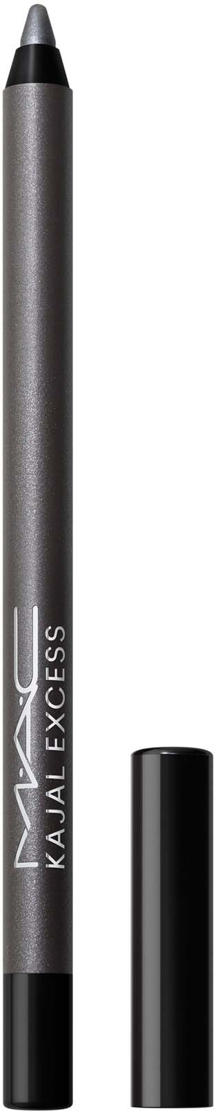 Grå øyenstift med svart lokk og MAC-logo, merket Kajal Excess.