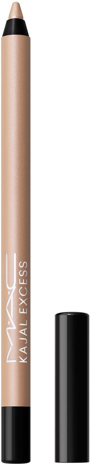 En beige øyenbrynspenn med svart lokk og spiss, merket MAC Kajal Excess.
