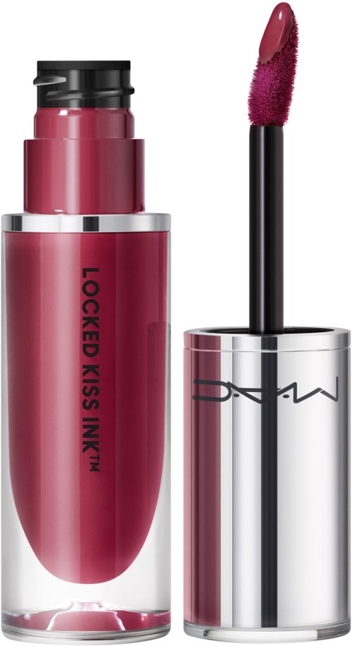 Lippen gloss mit rosa Farbton, geöffnet mit Applikator außerhalb, zeigt glänzende Textur und silbernen Tubus.