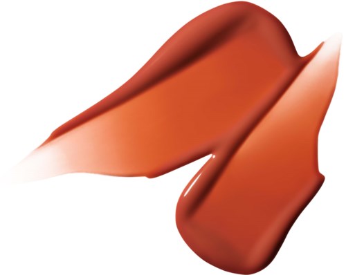 Två virvlar av orange sminkkräm med glänsande yta och mäktig struktur.
