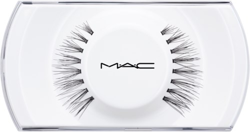 False eyelashes in a white case with MAC logo, arranged in a semi-circle pattern.
