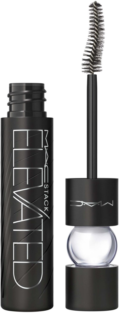 A black tube of MAC liquid eyeliner with a curved brush applicator.