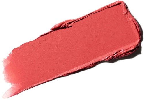 A lipstick smear with a pinkish-mauve color on a white background.