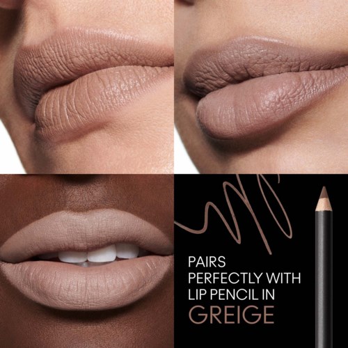 Four images show pairs of lips, two with natural shades, and two with lipstick or lip pencil. Text mentions lip color match.
