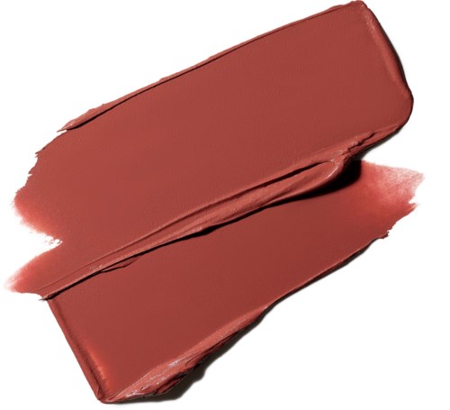 Two brownish-red lipstick swatches with uneven edges and a matte finish.