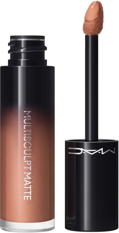 Lippenstiftflasche mit Applikatorbürste, beschriftet 'MULTI-SCULPT MATTE'.