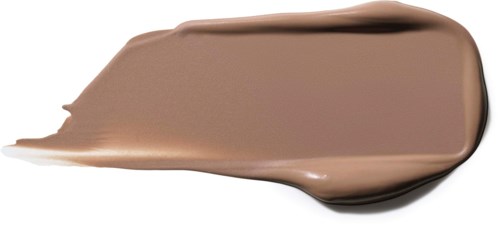 Een proef van lichtbruine make-up of foundation met romige textuur.