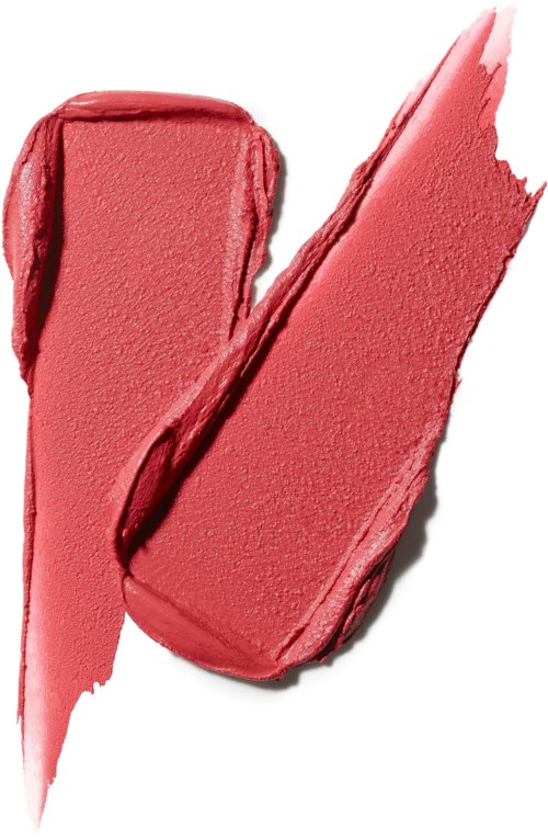 Pink lipstick with a creamy texture and a pointed brush stroke.