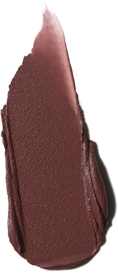 A brown lipstick with a pointed tip and textured surface, placed on a white background.