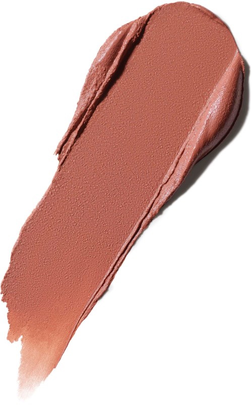 A smooth, brownish-pink makeup swatch or lipstick smear on a white background.