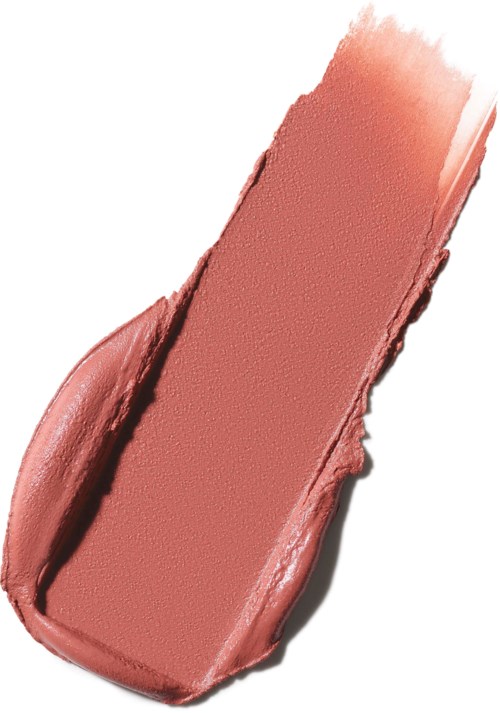 Ein Fleck Lippenstift in rosa-braun mit strukturierte und glatte Bereiche.