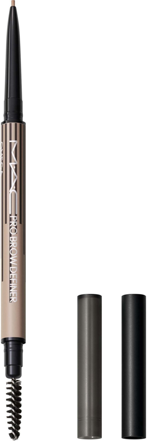 A concealer pencil with a small spooly brush, two cap tubes, one grey and one black.