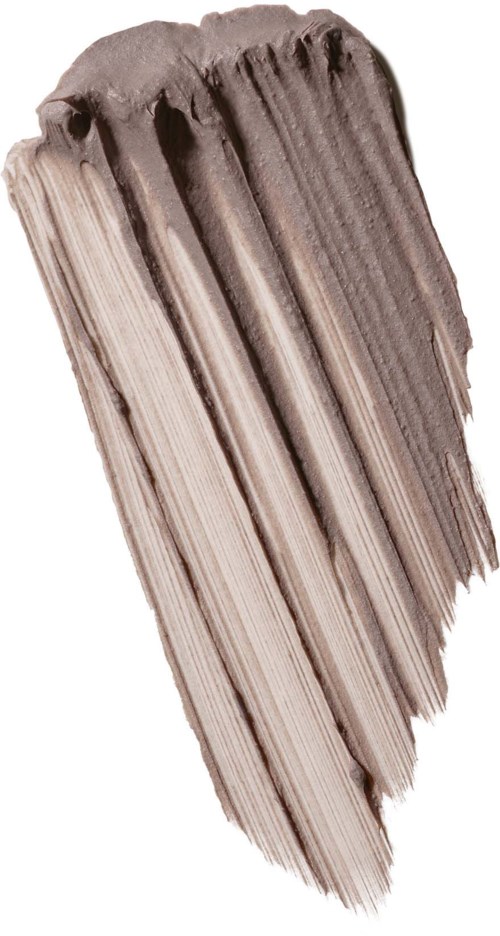 Prøve av beige og taupe øyeskugge eller sminke krem med striper tekstur.