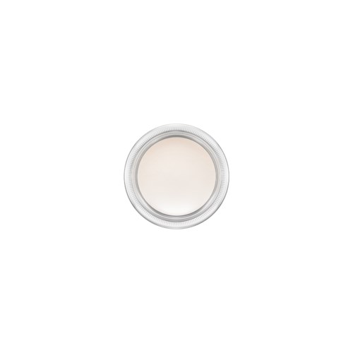 A round, clear container with a white inner surface, possibly a lid or a small dish.