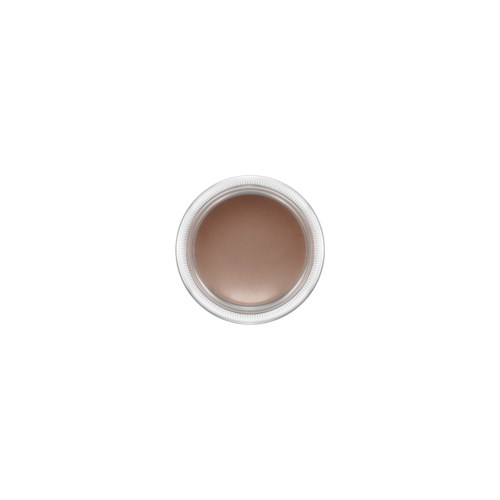 A top view of a cup filled with brown coffee, surrounded by a white saucer.