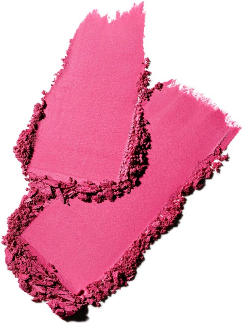 Pink crushed makeup blush or eyeshadow with a soft, powdery texture and a small mirror.
