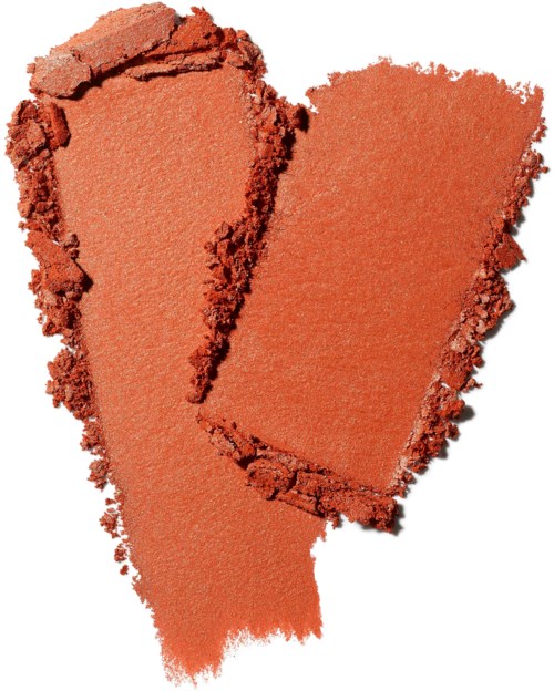 Two pieces of orange-brown crumbled makeup or blush with a smooth, matte surface.