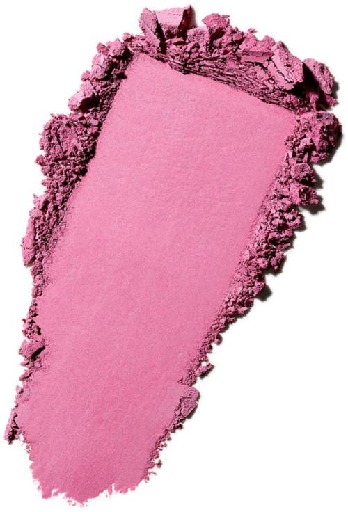 A pink makeup blush with crushed edges and a smooth center.