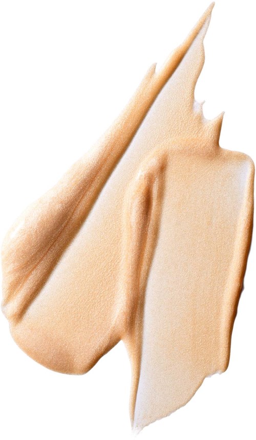 Cremige beige Masse mit glatter Textur, wahrscheinlich ein Kosmetik- oder Lebensmittelprodukt, teilweise auf weißem Hintergrund.