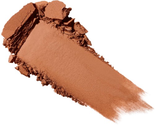 A crushed makeup powder with a long, swept stroke of color on white background.