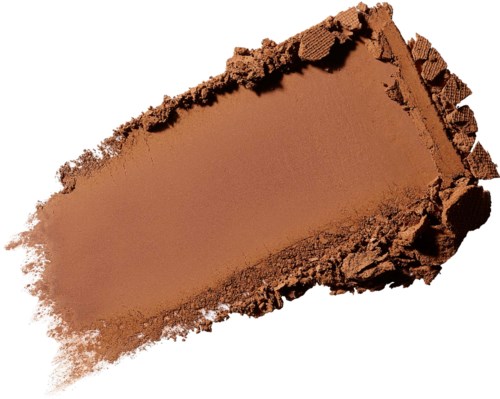 Ein Bruchstück braunen Make-up- oder Lidschattenpuders mit weicher, pulvriger Textur.