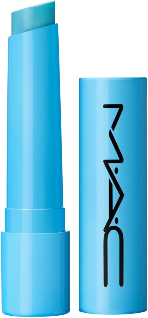 En blå stift med lock, verkar vara en makeup- eller kosmetikprodukt från MAC.