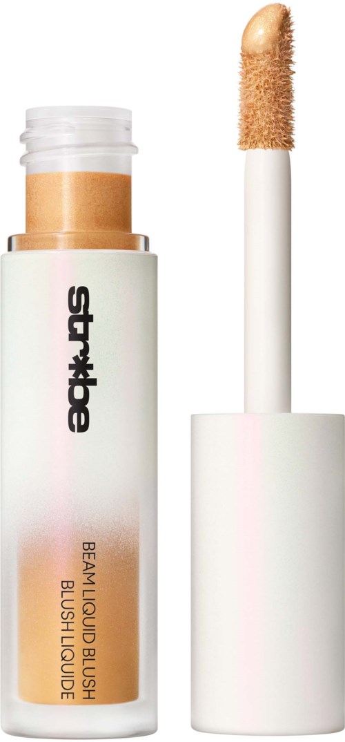 A makeup stick with a white cap and beige liquid that can be applied to skin.