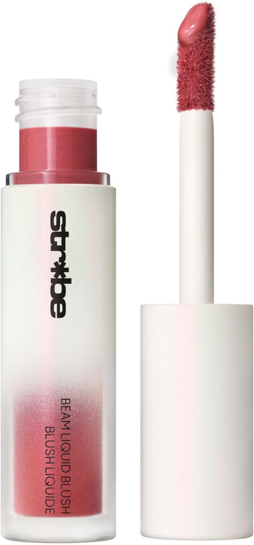 A white tube with a pinkish-red lip gloss and an applicator stick. The brand name is on the tube.