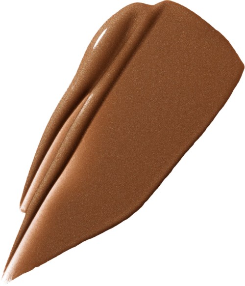 A chocolate ice cream cone without a paper wrapper, with a smooth, rounded top and a pointed bottom.