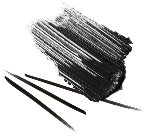 A black and white abstract brush stroke with two thin lines below it.