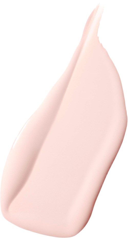 Ein beige Lotion- oder Creme-Probe auf weißem Hintergrund, in einer fließenden, wellenartigen Form.
