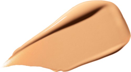 Cream-colored foundation smear with smooth texture and slight shine.