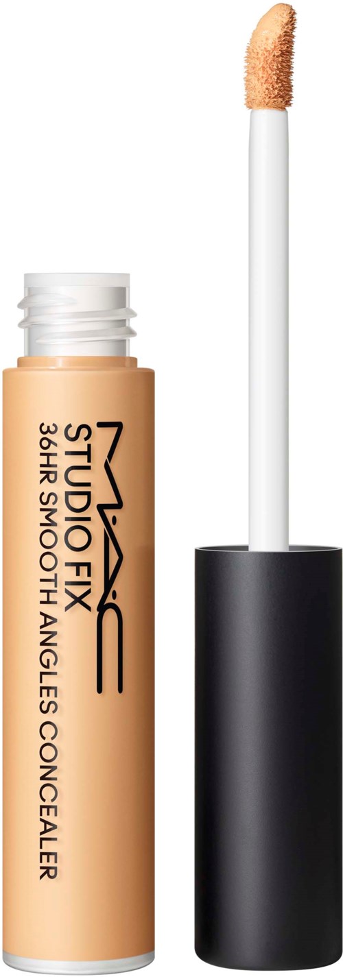 Lip gloss stick with a black cap, open to show the applicator with light pink gloss.