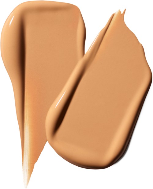 Two swirls of beige-colored cream suggestive of a cosmetic or food product on a white background.