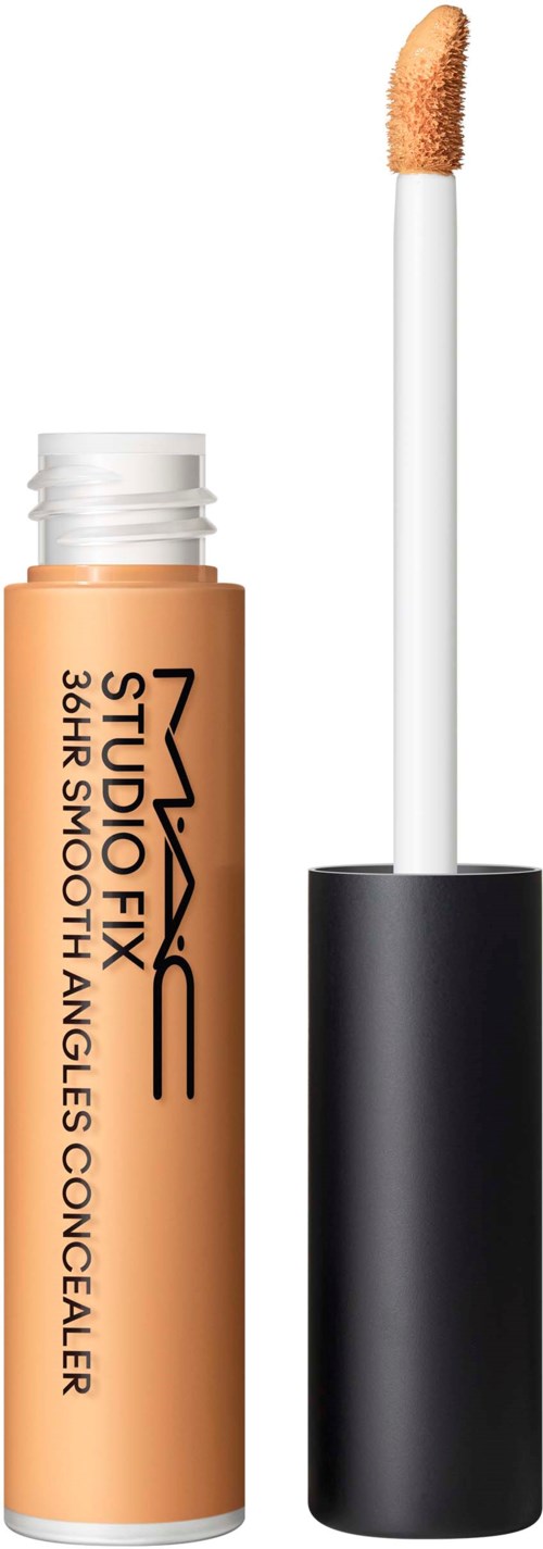 A tube of MAC Studio Fix 24-Hour Smooth SPF 15 concealer with the cap removed and applicator showing.