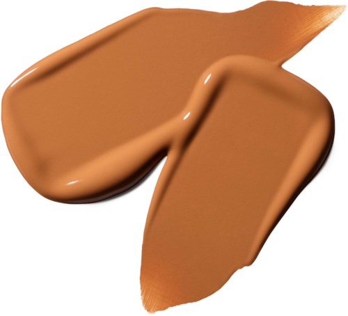 Two blobs of beige-colored cream, smooth and shiny, on a white background.