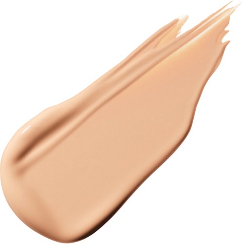 A smooth, beige liquid smear with a slight gloss, shaped with a gentle curve and subtle texture.