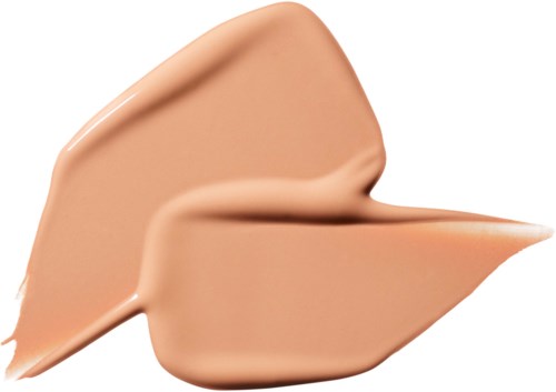 Two swipes of beige foundation or concealer, showing smooth, creamy texture and light color.