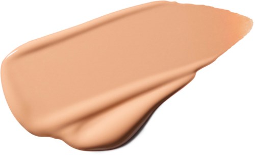 A swatch of beige foundation makeup with smooth texture and a slight sheen.